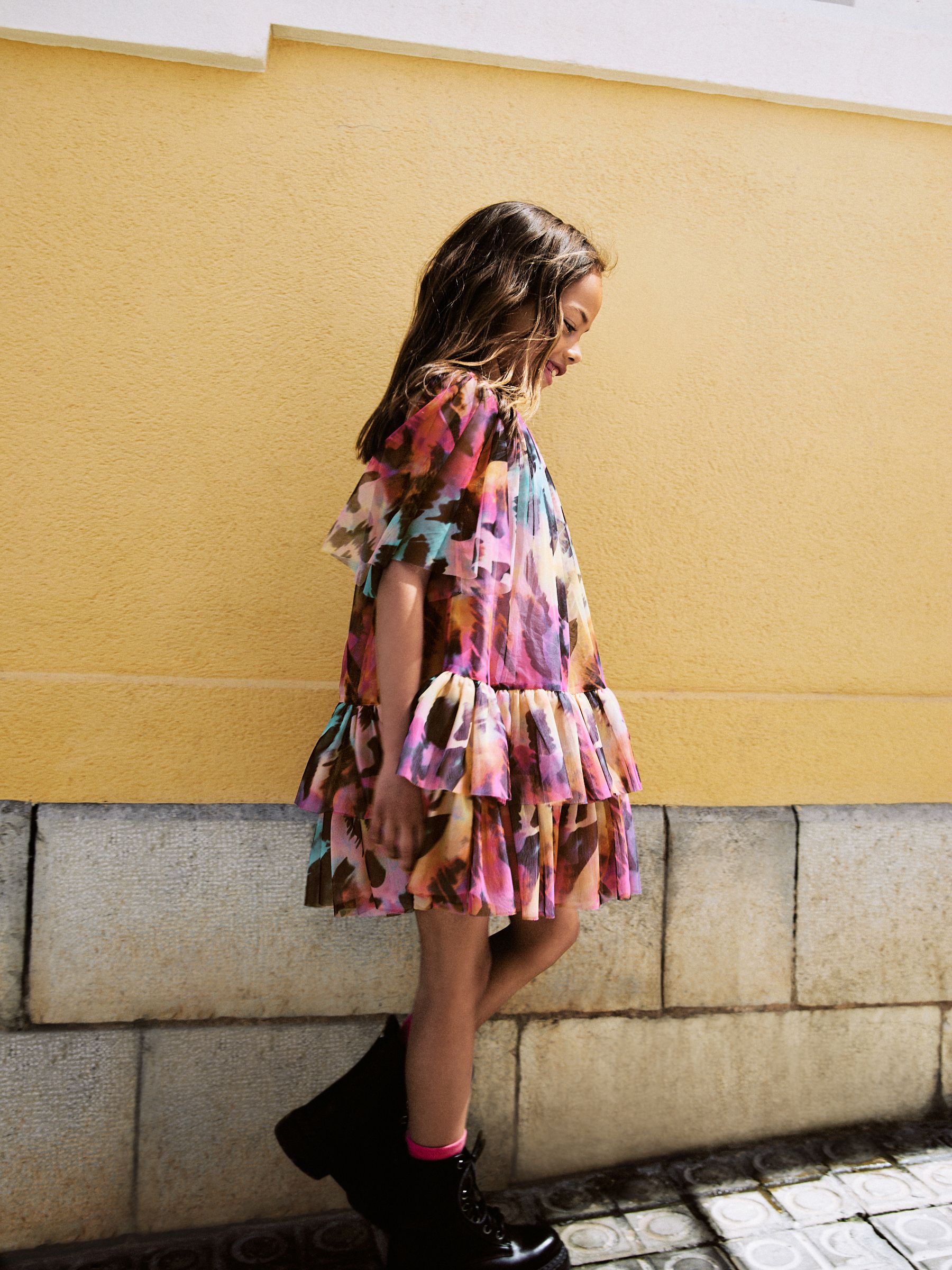 Regenboog - Mesh jurk met dierenprint (3-16jr)