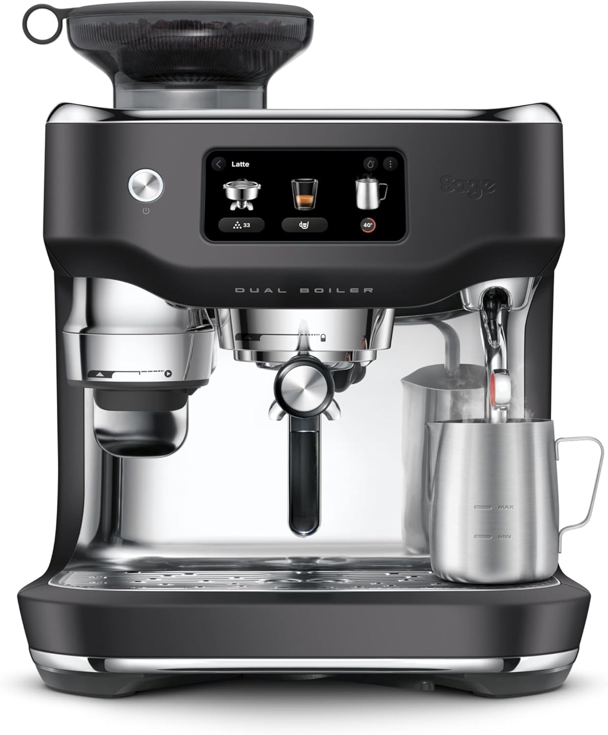 Sage - The Oracle Dual Boiler - Kaffeemaschine mit Manuellem & automatischem Milchaufschäumer - 45 Mahlgradeinstellungen - 16 Programme inkl. Espresso, Cappuccino & Flat White - Schwarzer Trüffel