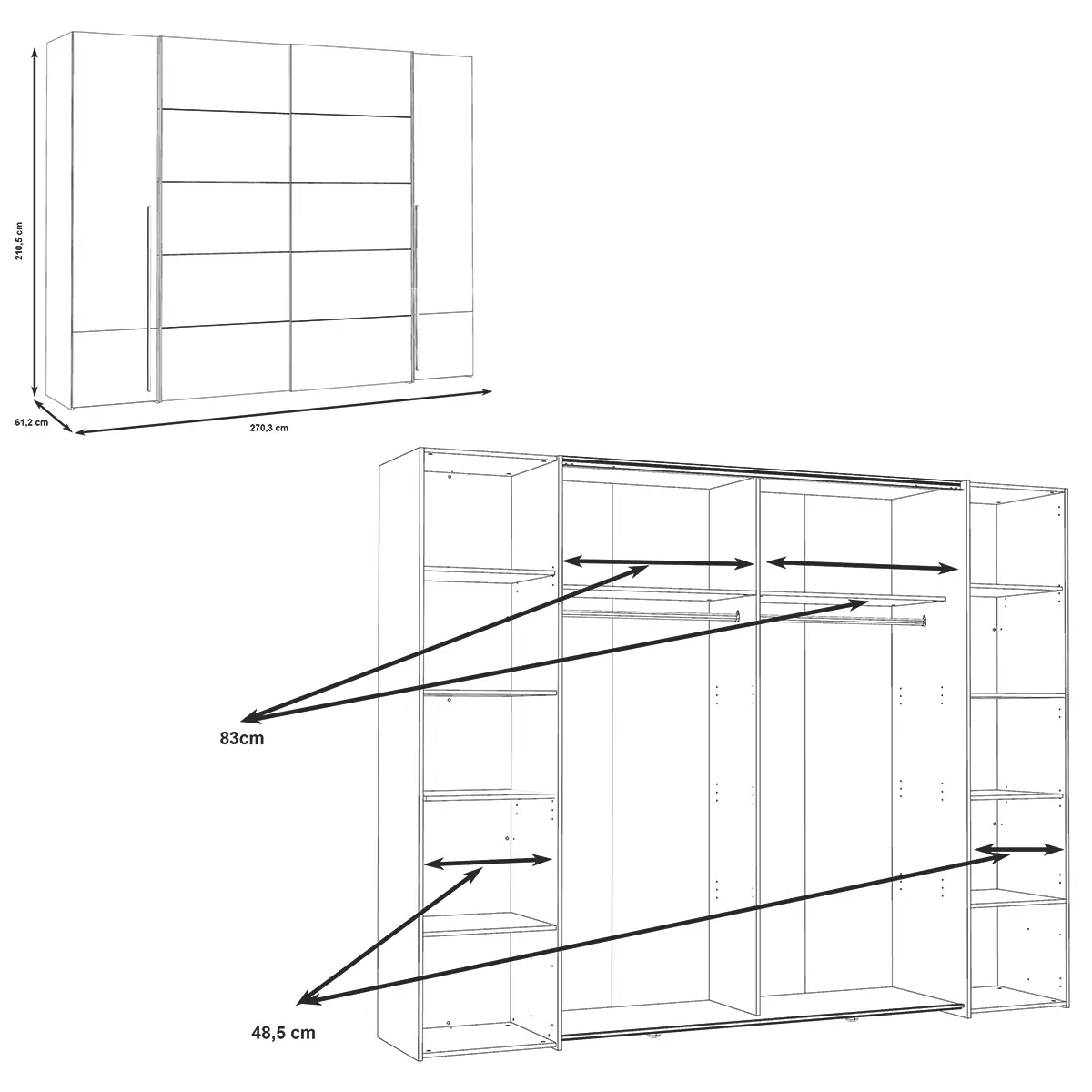 Kleiderschrank 4-trg. Naters weiss