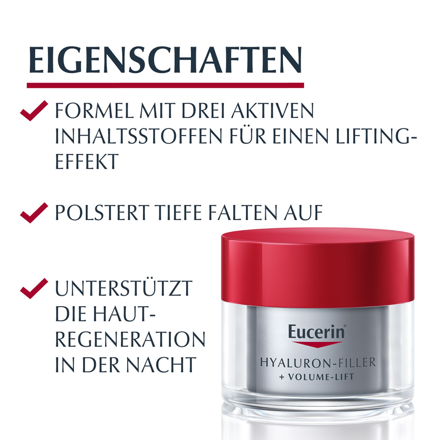 Eucerin Hyaluron-Filler Nachtpflege – Glättende Nachtcreme gegen Falten pflegt die Haut & unterstützt die Regeneration