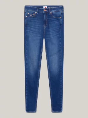 Calça jeans Nora de cintura média, skinny e desbotada.