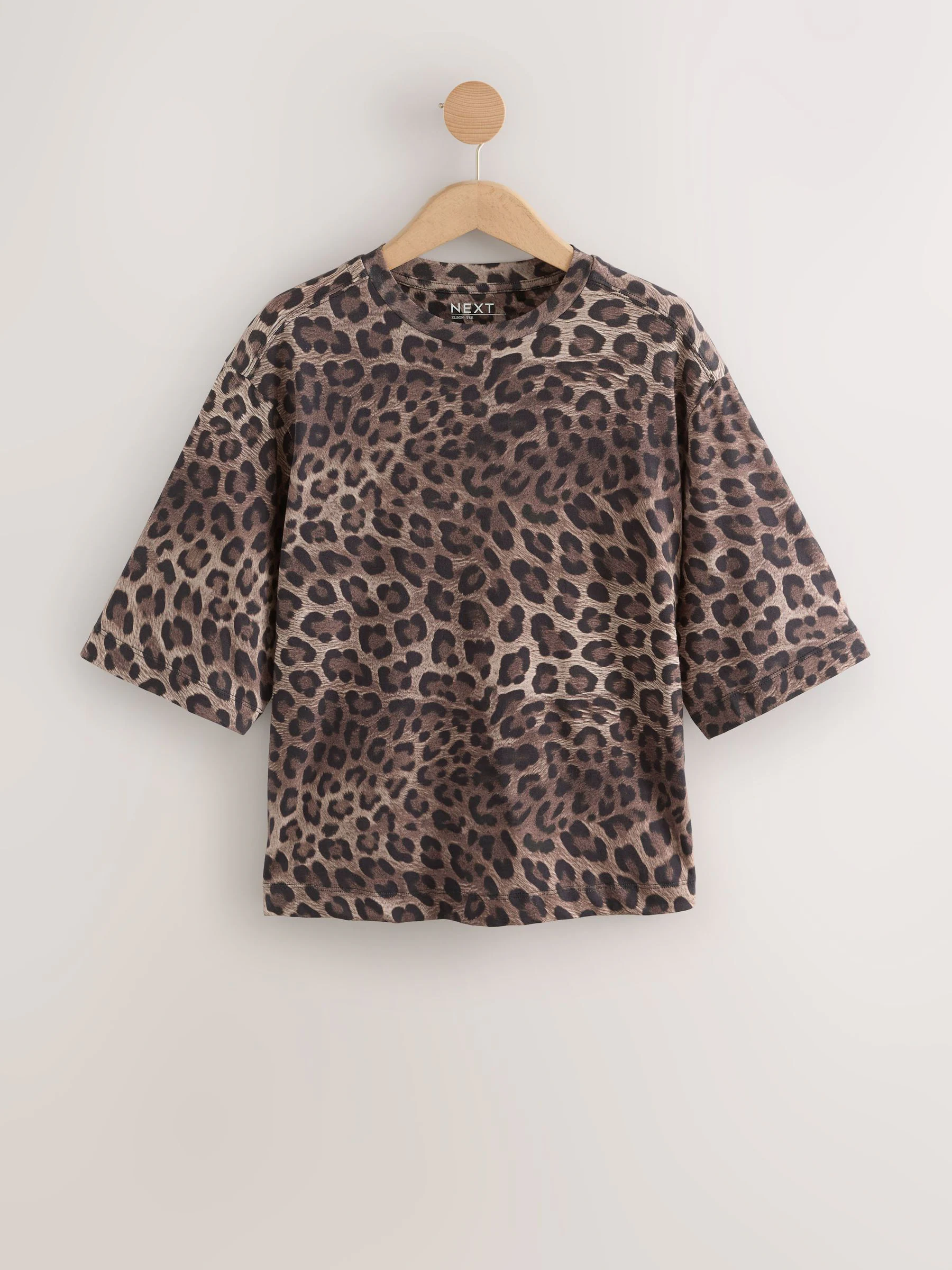 Animal - Relaxed Boxy T-shirt met ellebooglengte mouwen en ronde hals