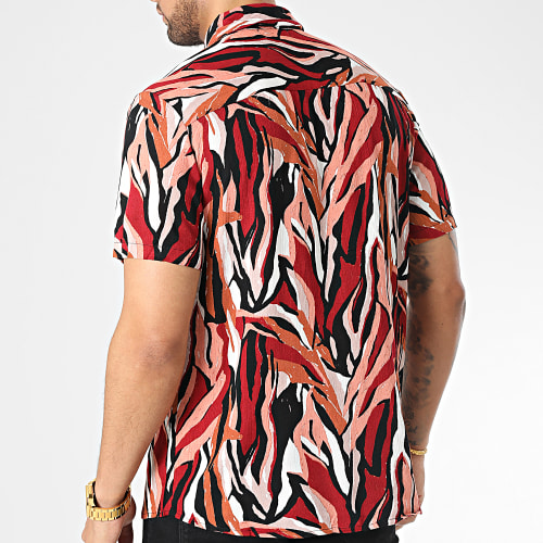 Chemise Manches Courtes Bordeaux Noir