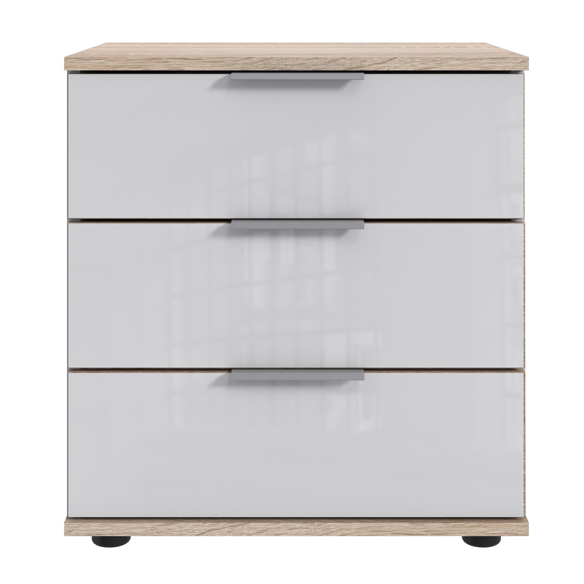 Nachtschrank - Sonoma Eiche - weiß- 3 Schubkästen