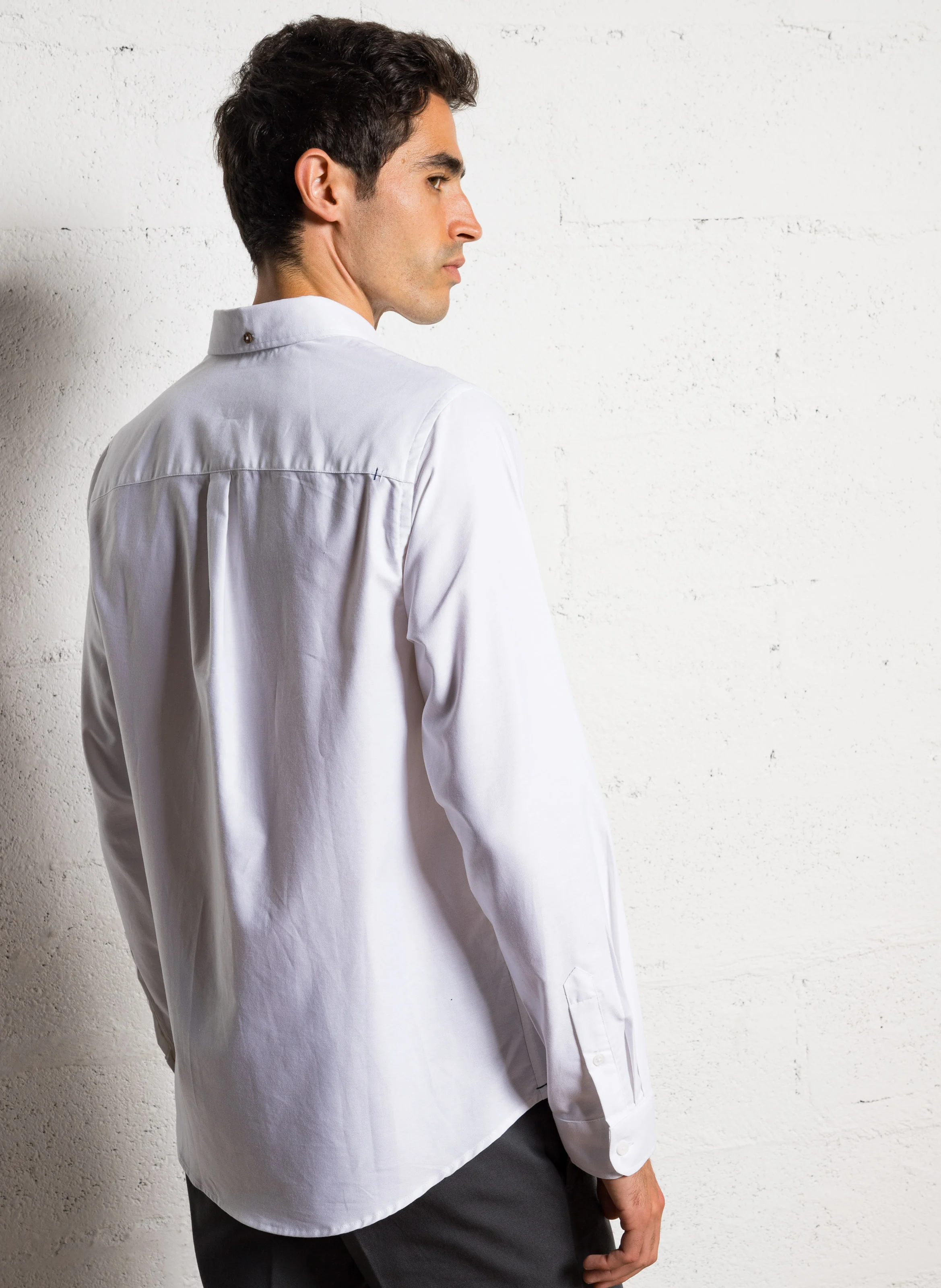IVOY - Chemise col américain en coton bio mélangé| Blanc
