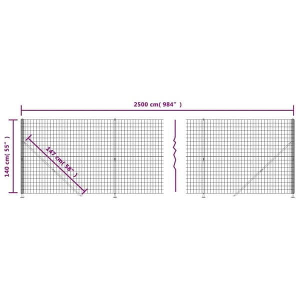 vidaXL Nettinggjerde med flens antrasitt 1,4x25 m