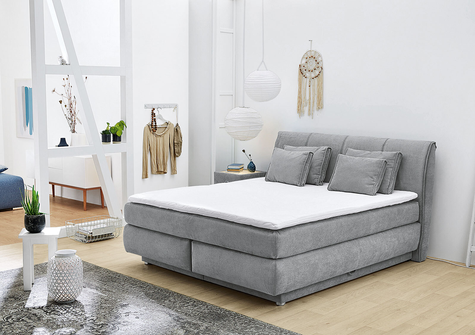 Boxspringbett Carla Mix Stoffbezug Anthrazit 160 x 200 cm