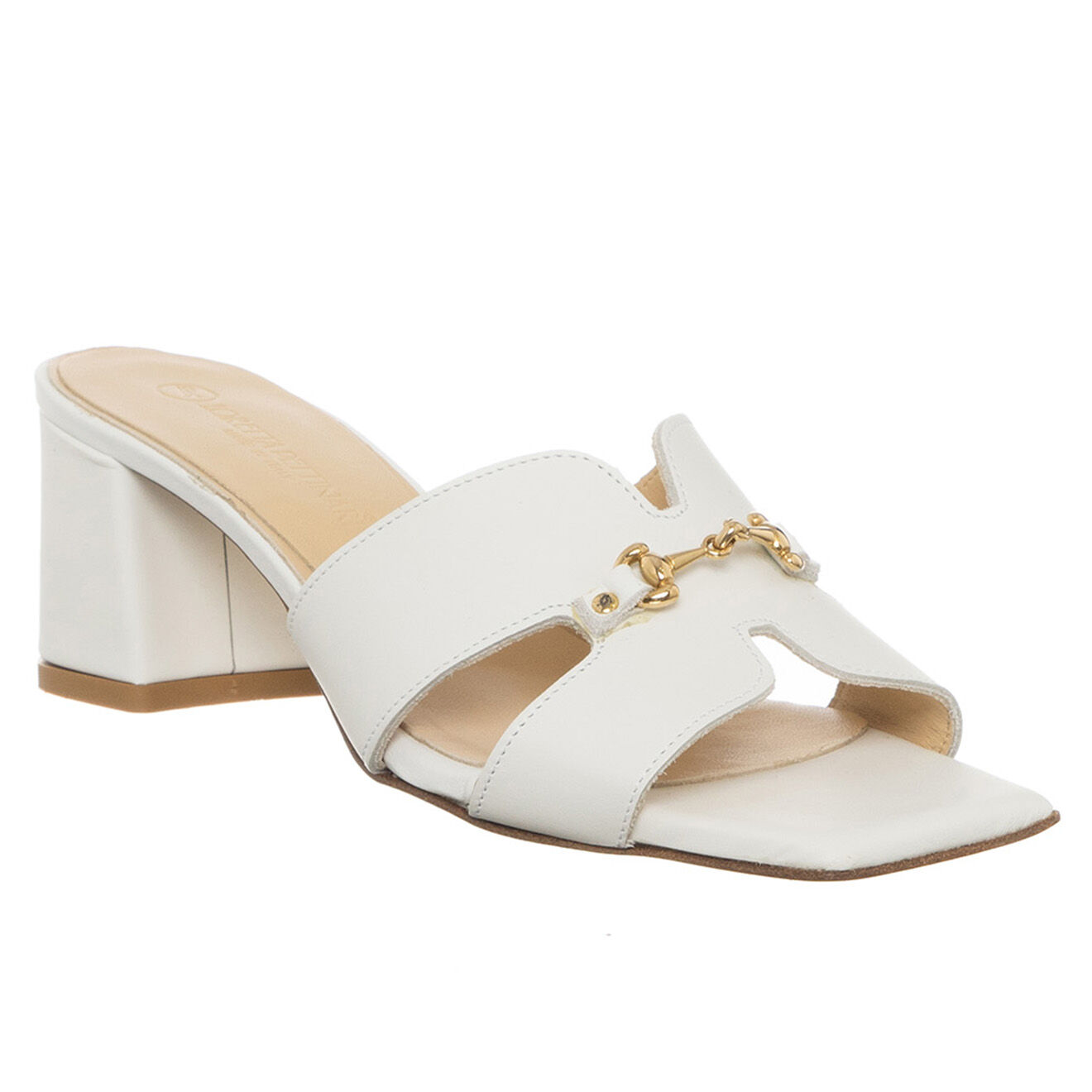 Loretta Pettinari Mules en Cuir Lopa blanches - Talon 6 cm