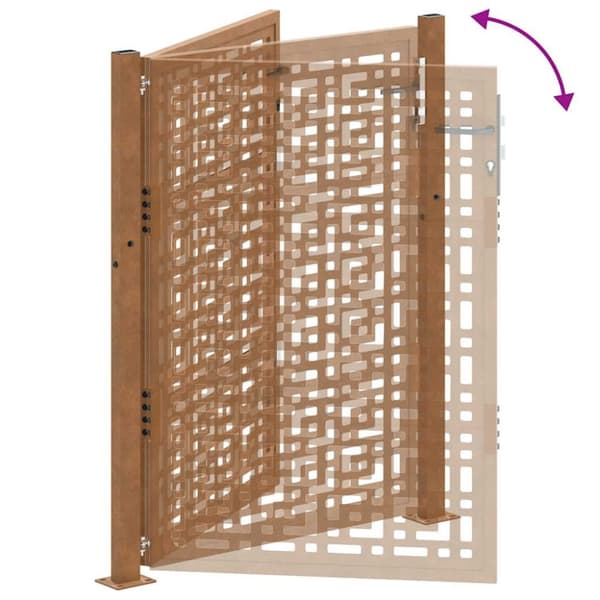 vidaXL Hageport 105x130 cm oksidert stål kryssdesign