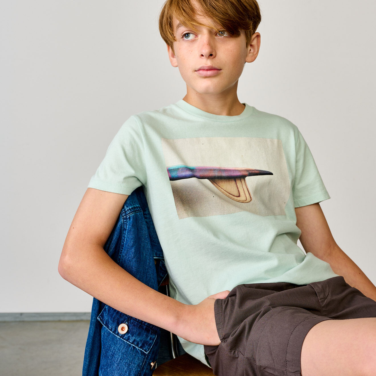Bellerose T-Shirt 100% Coton organique Kenny imprimé vert pastel