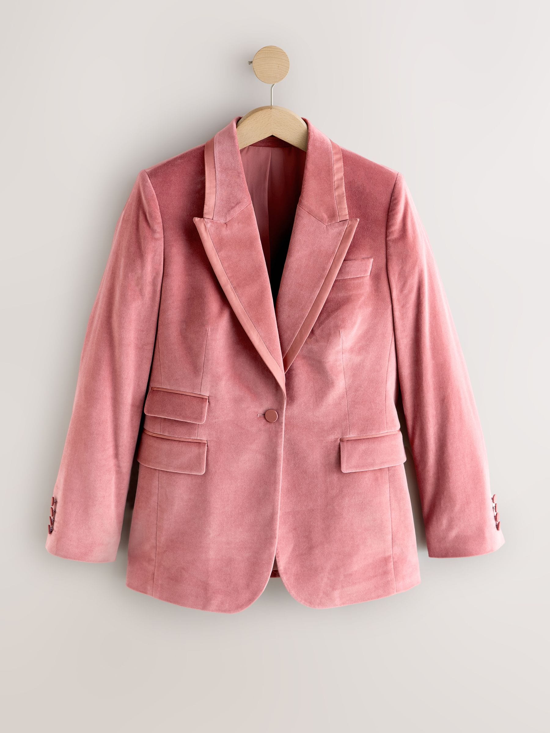Roze - N. Premium Cotton Velvet Single Breasted Blazer