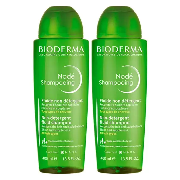 Bioderma Nodé Shampoo Suave para Todos os Tipos de Cabelo, Pacote com 2 x 400ml