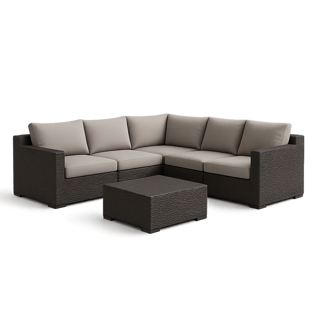 Ecksofa Set Polyethylen Dunkelbraun Taupe mit Kissen