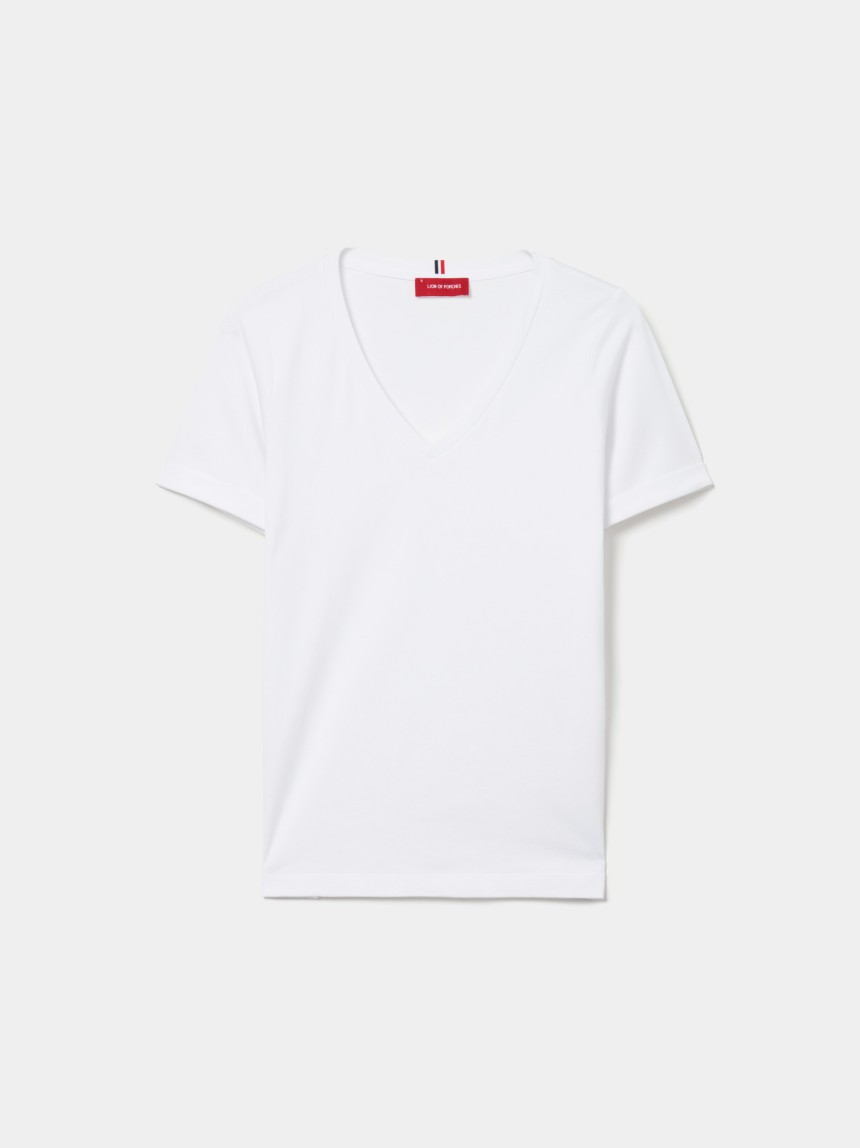 T-shirt de algodão decote em V