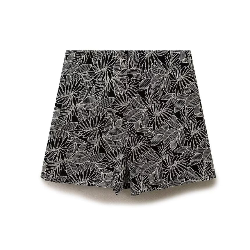 Sensarra - Minirokje met hoge taille en geborduurd blad
