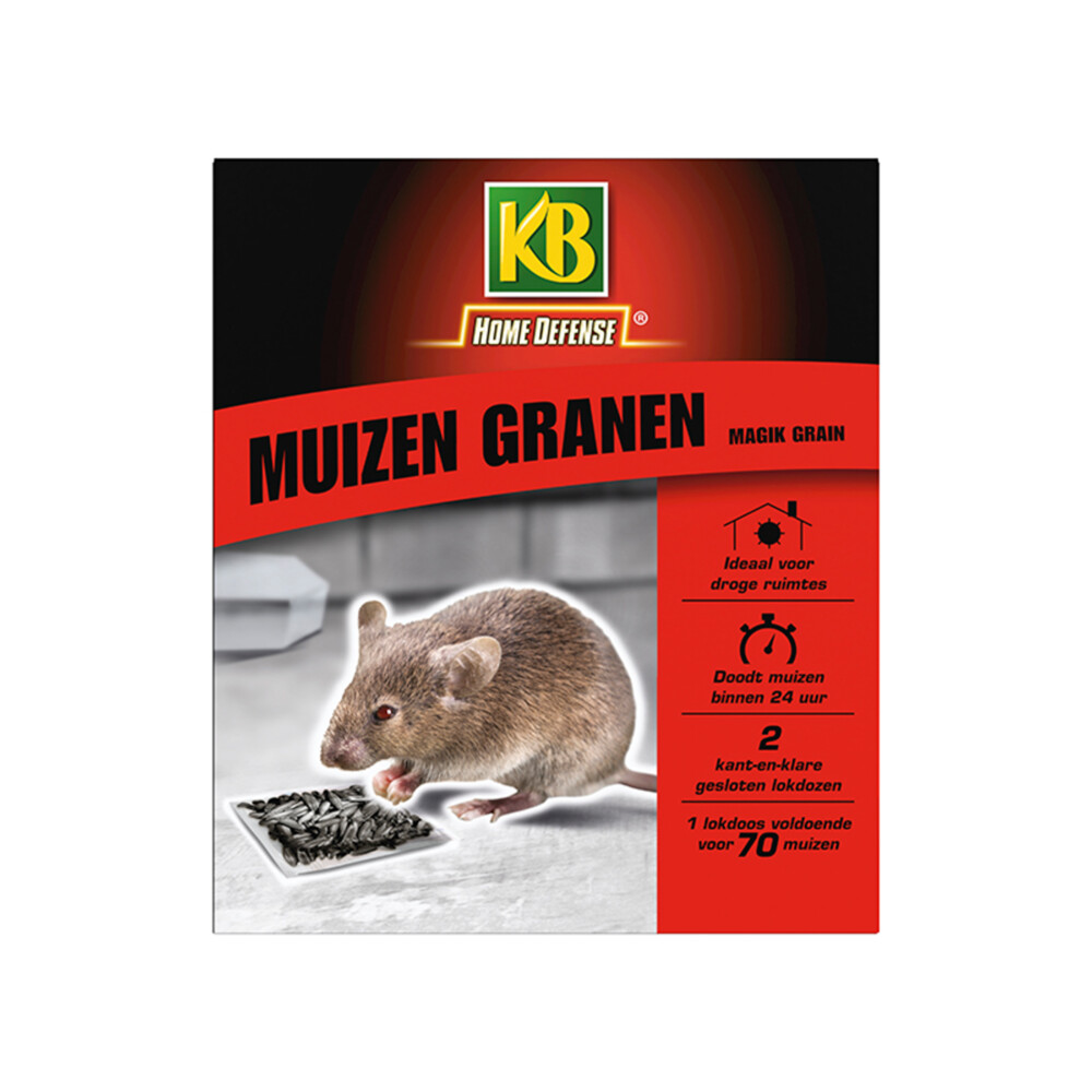 KB Home Defense Muizen Granen Alfachloralose Kant-en-Klare Lokdoos 'Magik Grain'2 stuks