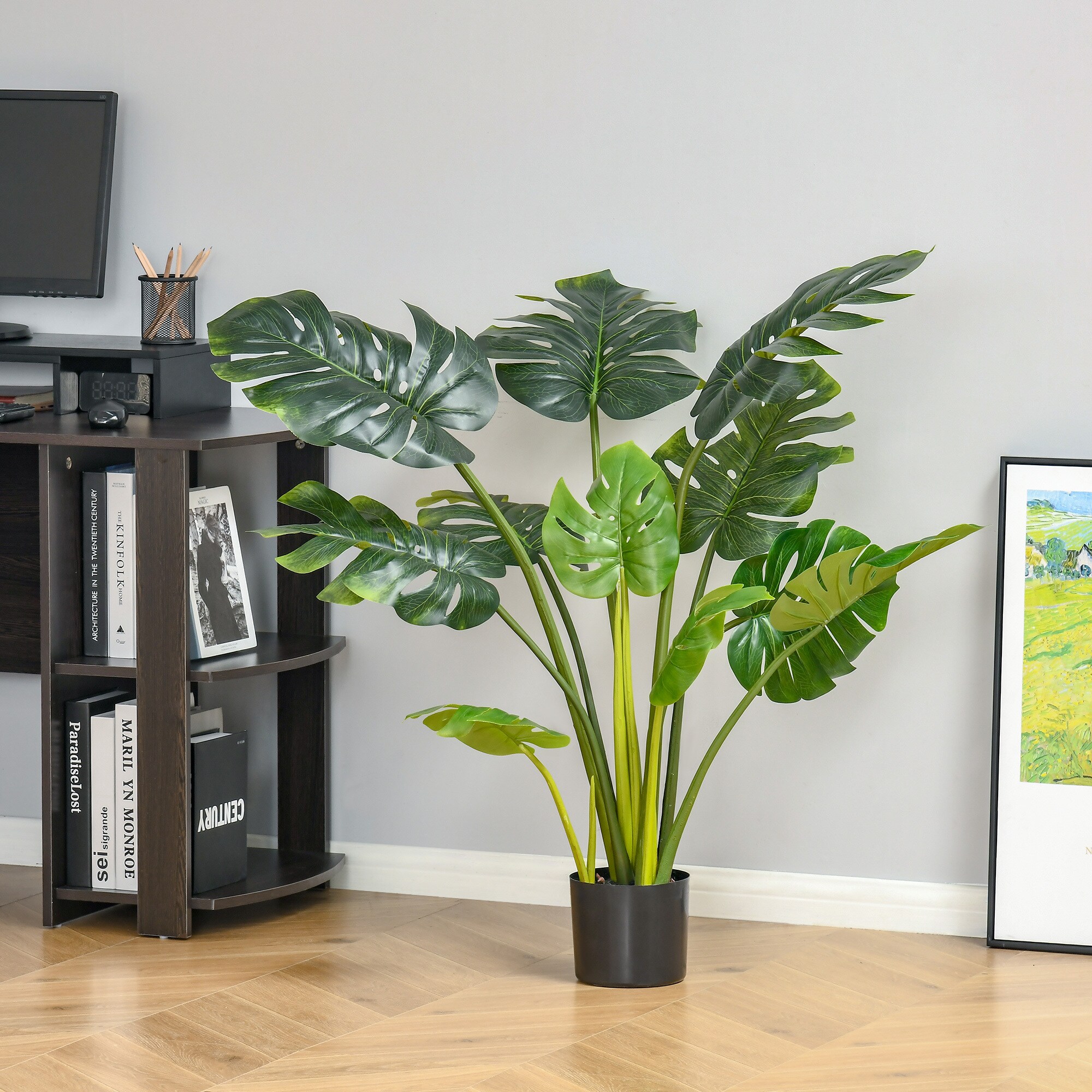 HOMCOM künstliche Pflanze inklusive PE-Moos und Zementerde bunt Ø17 x 110H cm