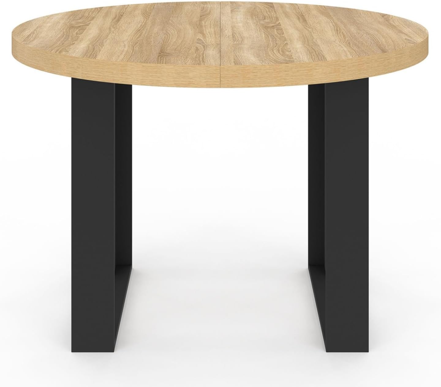 IDMarket - Ausziehbarer runder Esstisch Phoenix 4 Personen Holz und Schwarz 110 cm