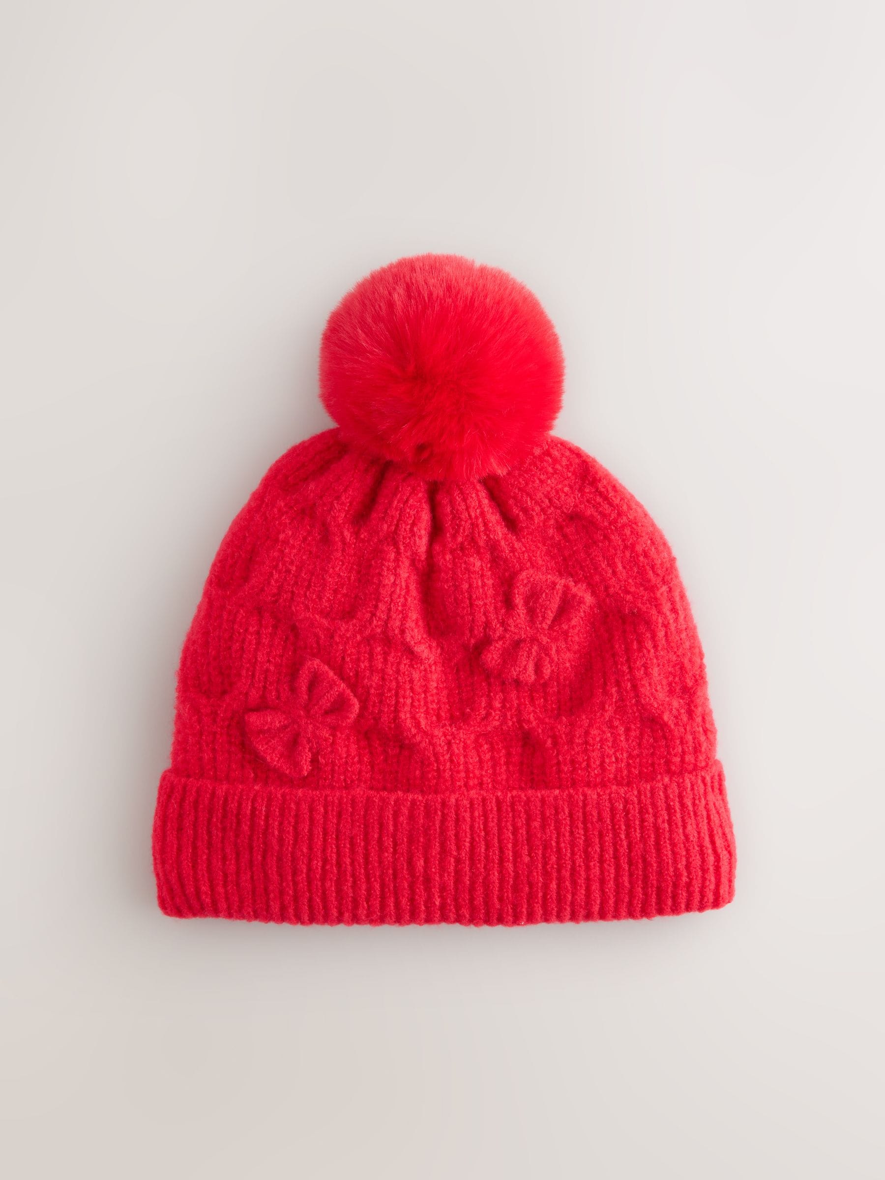 Rood - Beanie-muts met strik (1-16jr)