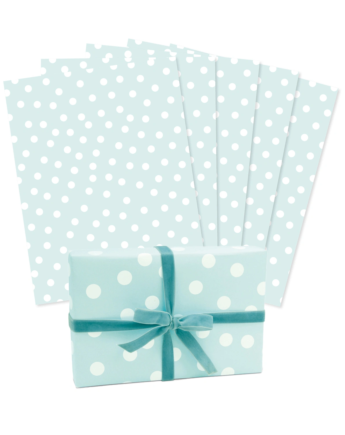 Geschenkpapier PUNKTE 5er-Set in türkis/weiß