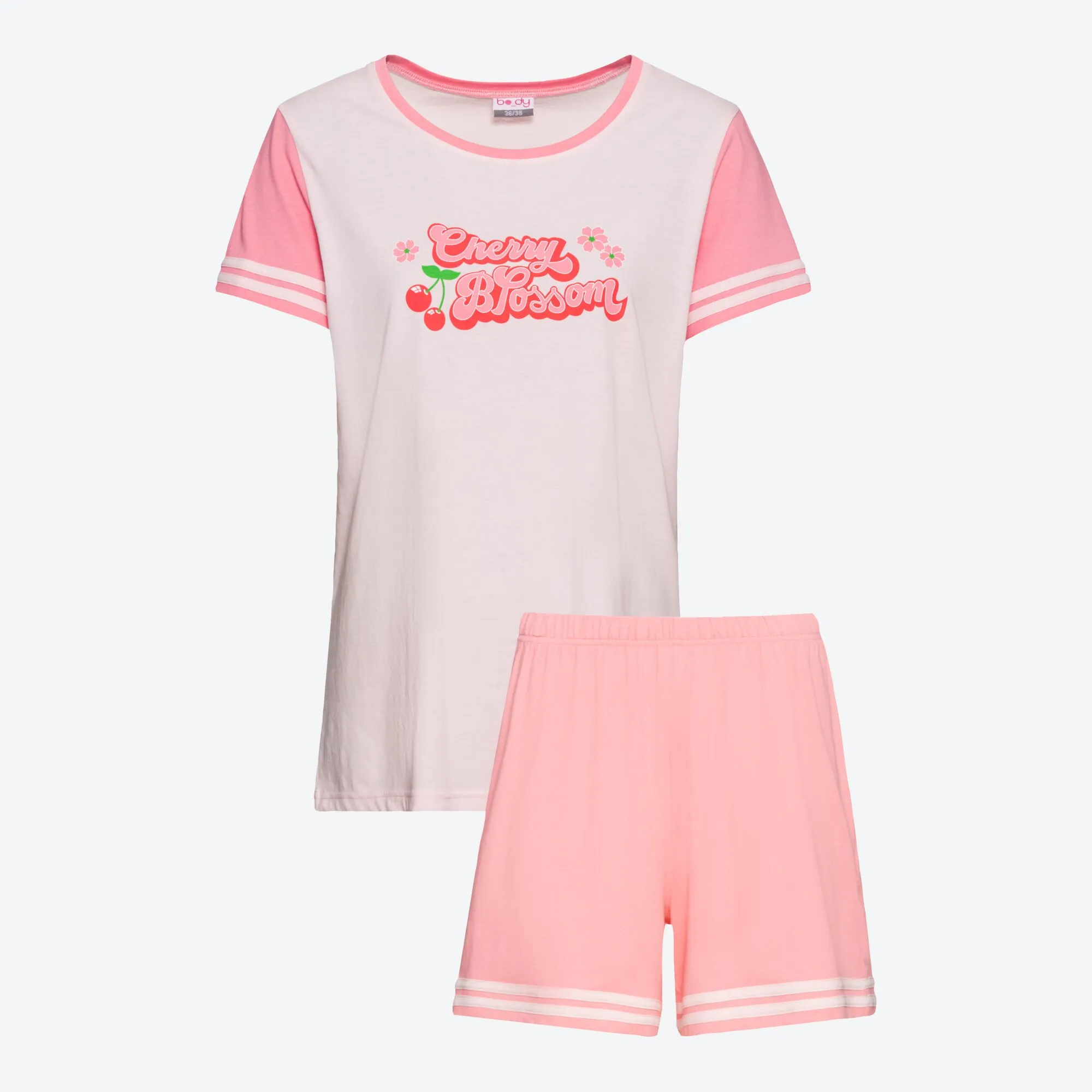 Damen-Schlafanzug mit Kirsch-Aufdruck, 2-teilig