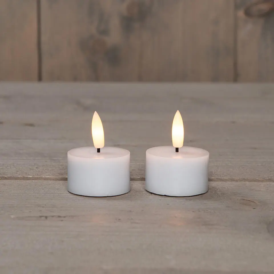 Anna's Collection LED waxinelichtjes - 2x -wit -D4 x H5 cm