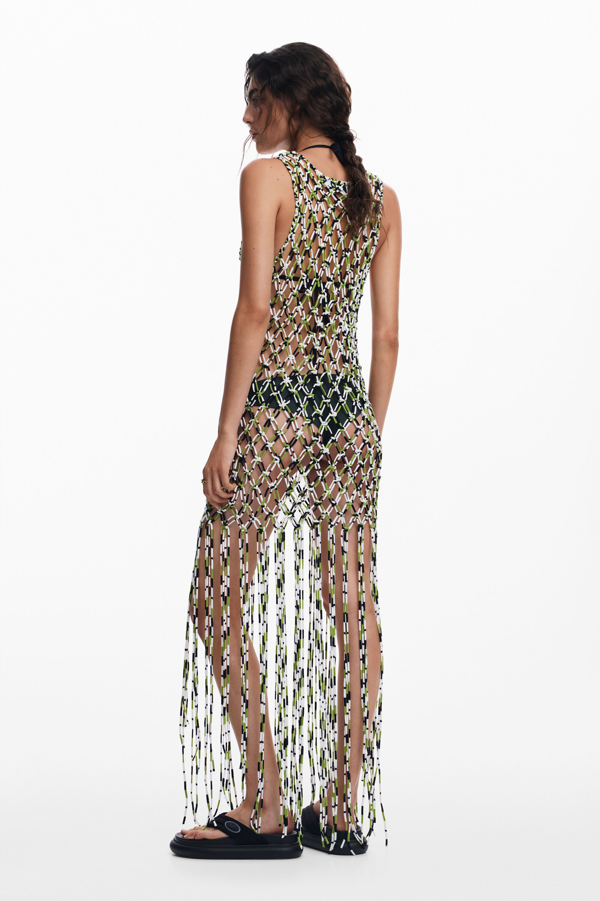 Vestido de malha com efeito rede