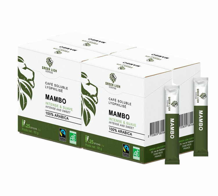 100 sticks café soluble Mambo GREEN LION COFFEE