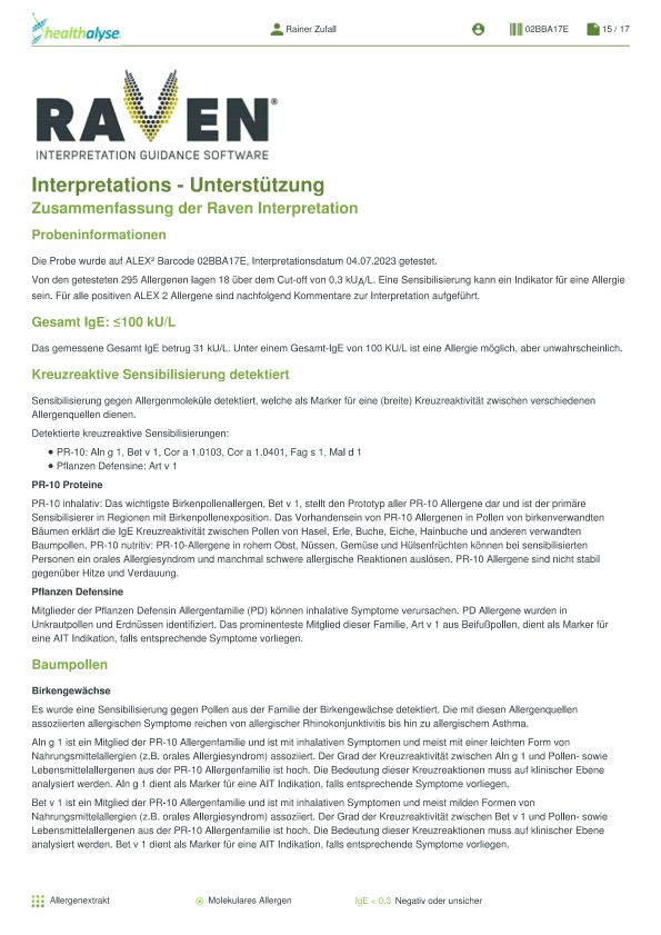 Healthalyse - Allergietest ALEX Laboranalyse