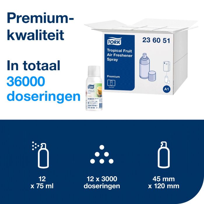 Tork 12st 236051 Premium luchtverfrisser fruit 75 ml doos à 12 bus/aerosol (236051)