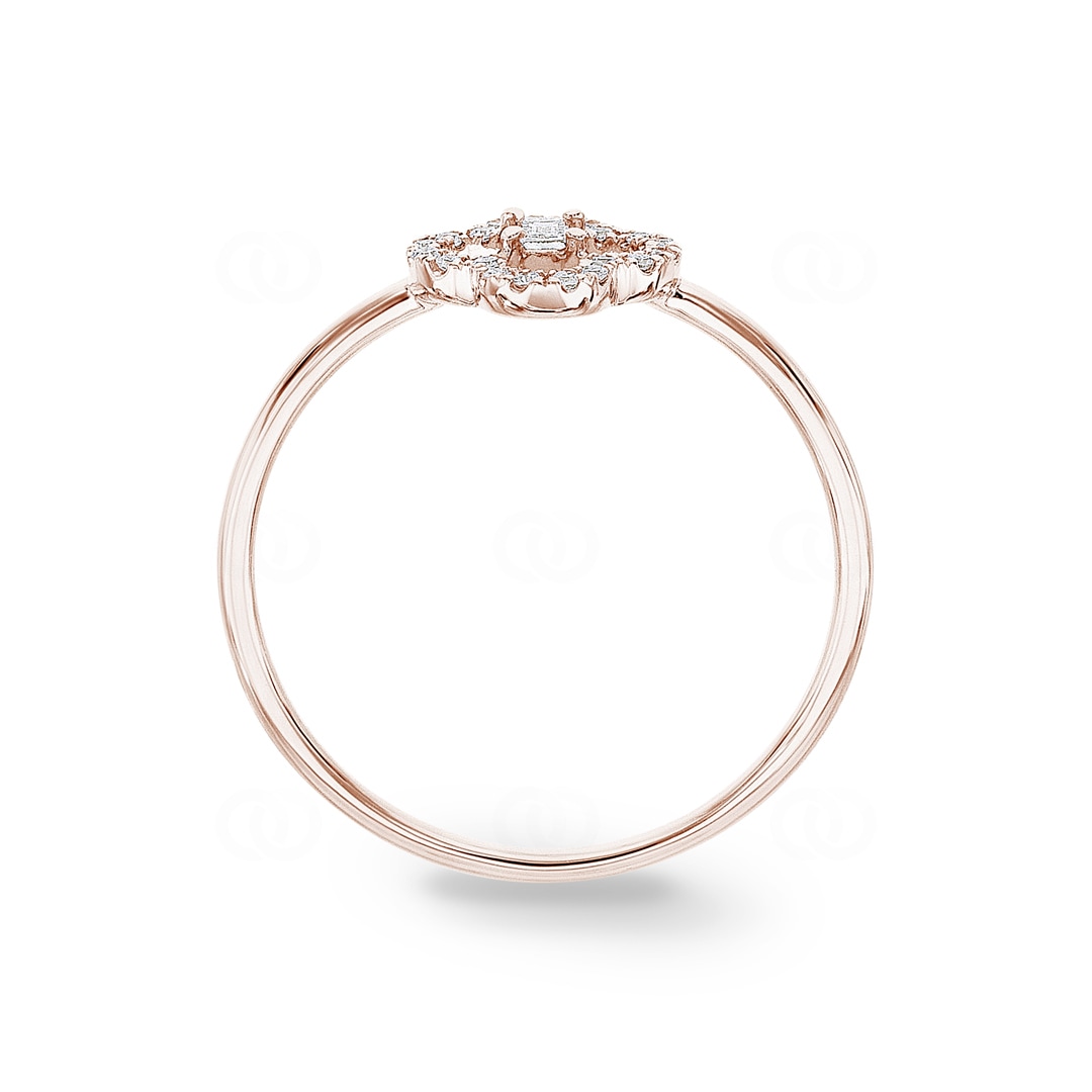 Ring 750/18 K Roségold Kleeblatt mit Diamanten 0.10 ct H/si