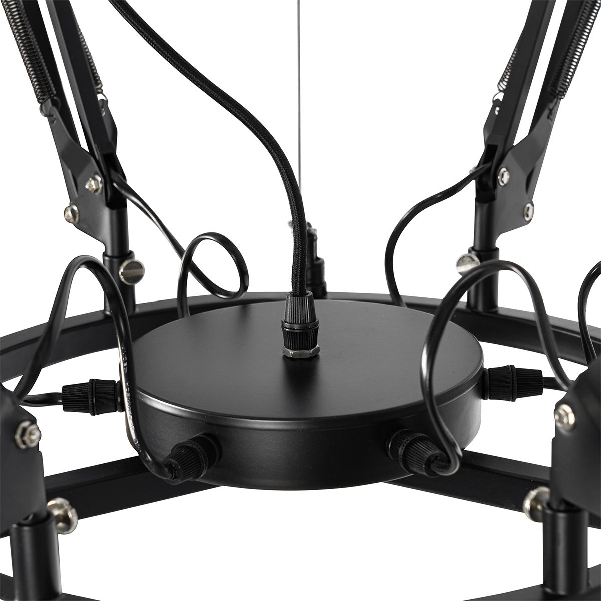 Industriële hanglamp zwart 6-lichts verstelbaar - Hobby Spinne