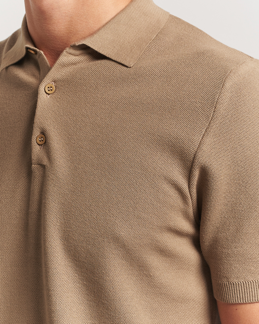Sunspel Fine Texture Polo Dune