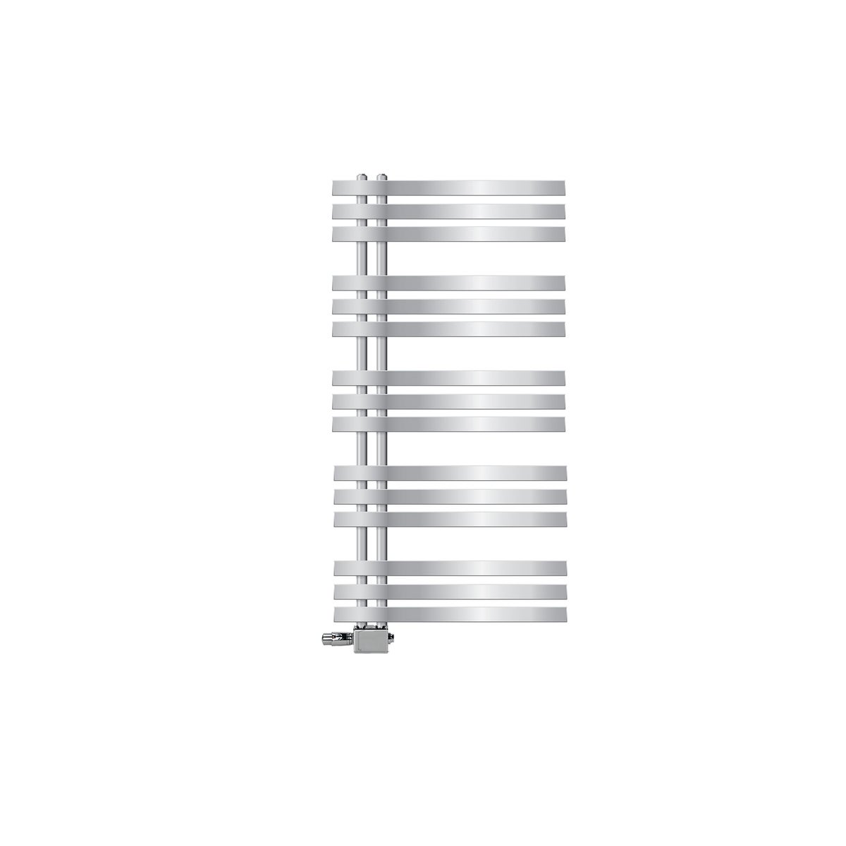 LuxeBath badkamerradiator Iron EM 600x1200 mm chroom middenaansluiting aansluitset thermostaat universele hoek- en doorloopdesignradiator handdoekwarmer handdoekdroger handdoekradiator