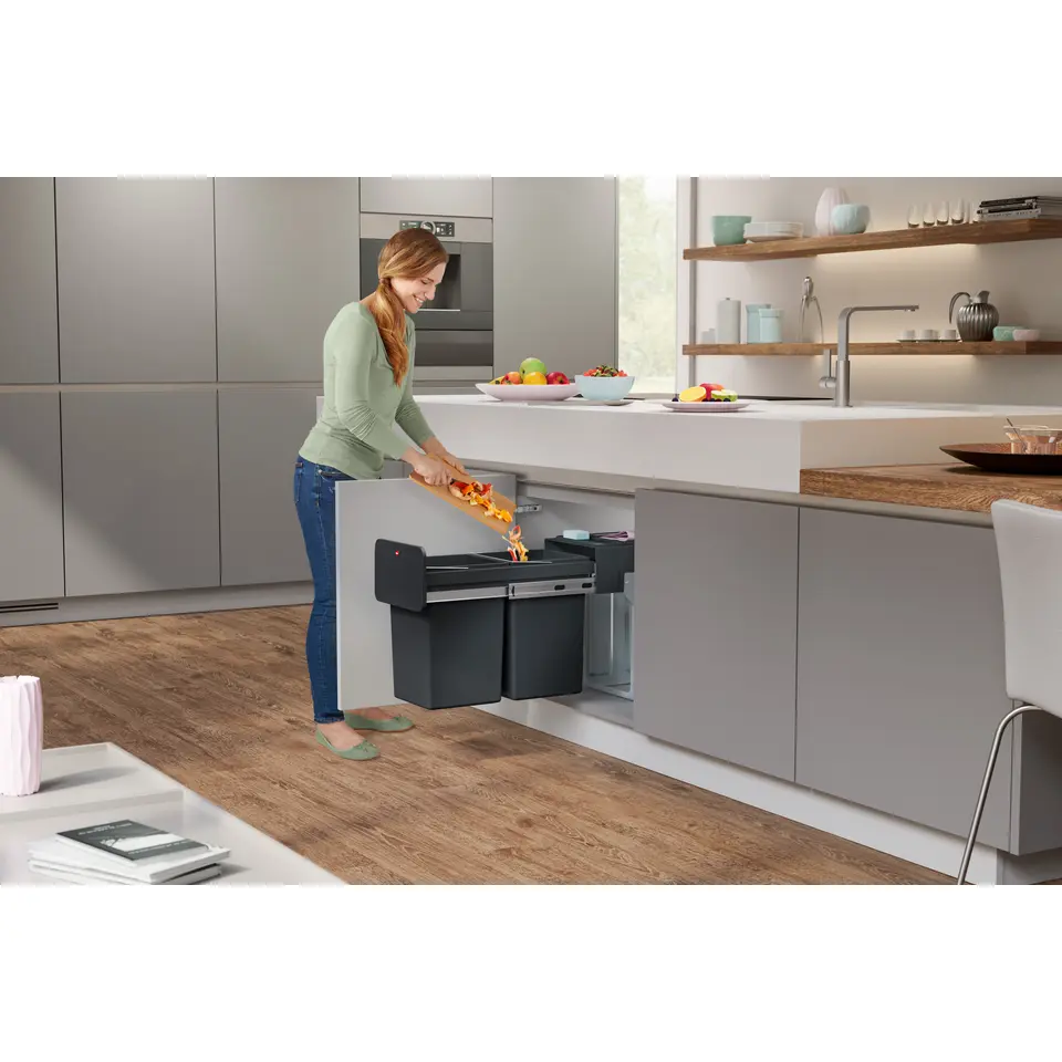 Hailo Tandem Inbouwprullenbak - 2x14L - zwart