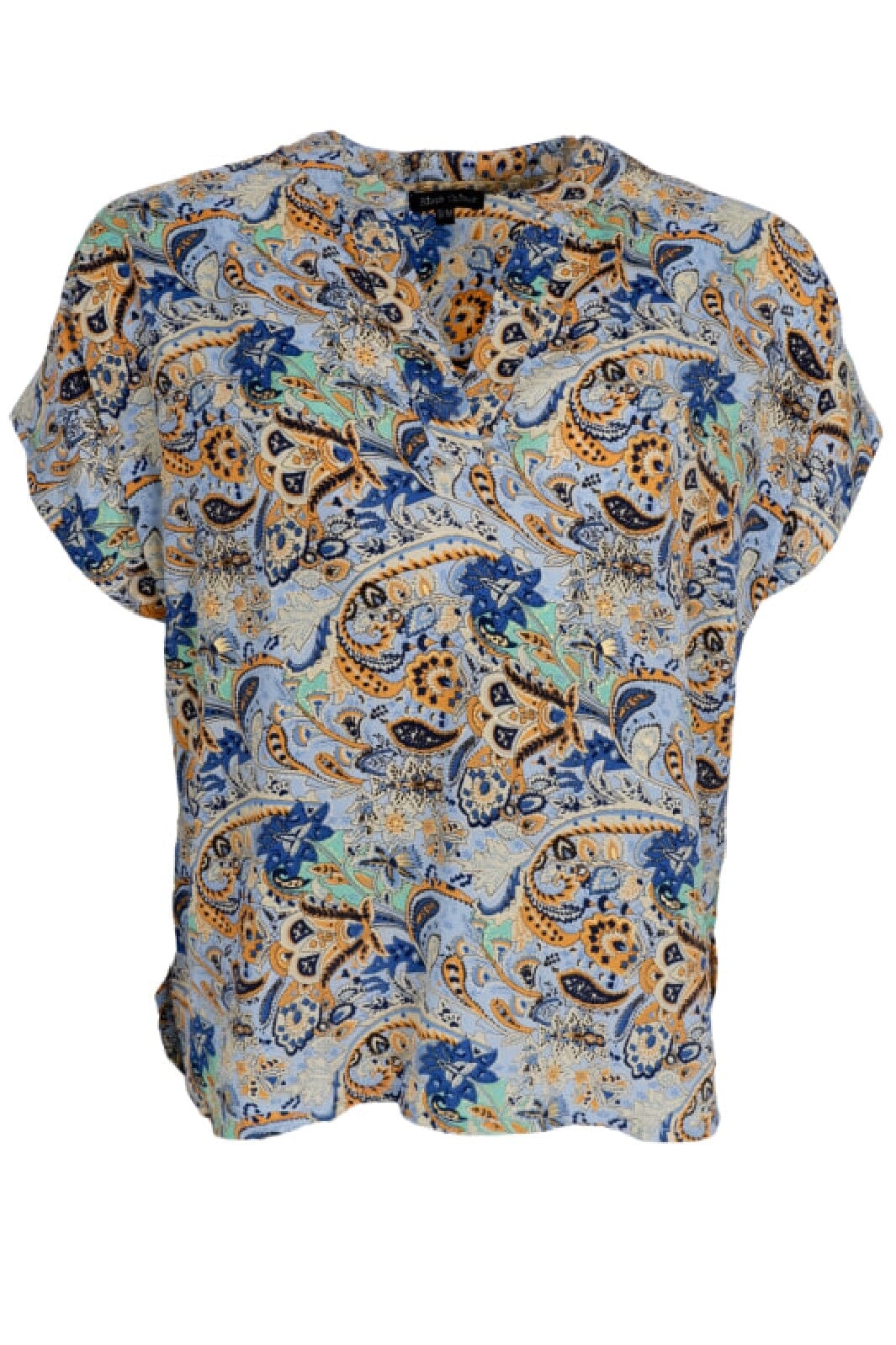 Black Colour Bcluna Andrea S/S Top botanical blue