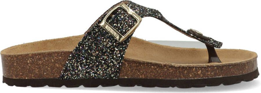 Kipling teenslipper zwart goud Imitatieleer All over print 34