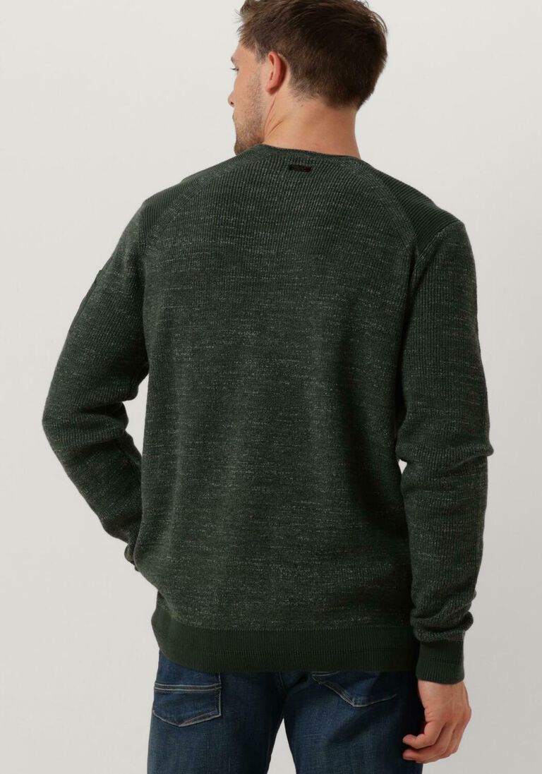 PME LEGEND groene pme legend trui r-neck cotton rib melee knit