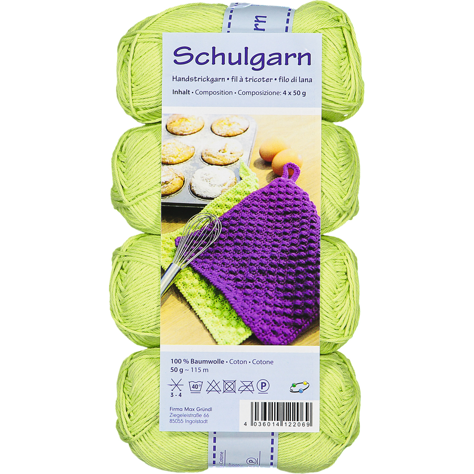 Schulgarn 4er 23-kiwi 200 gr. uni