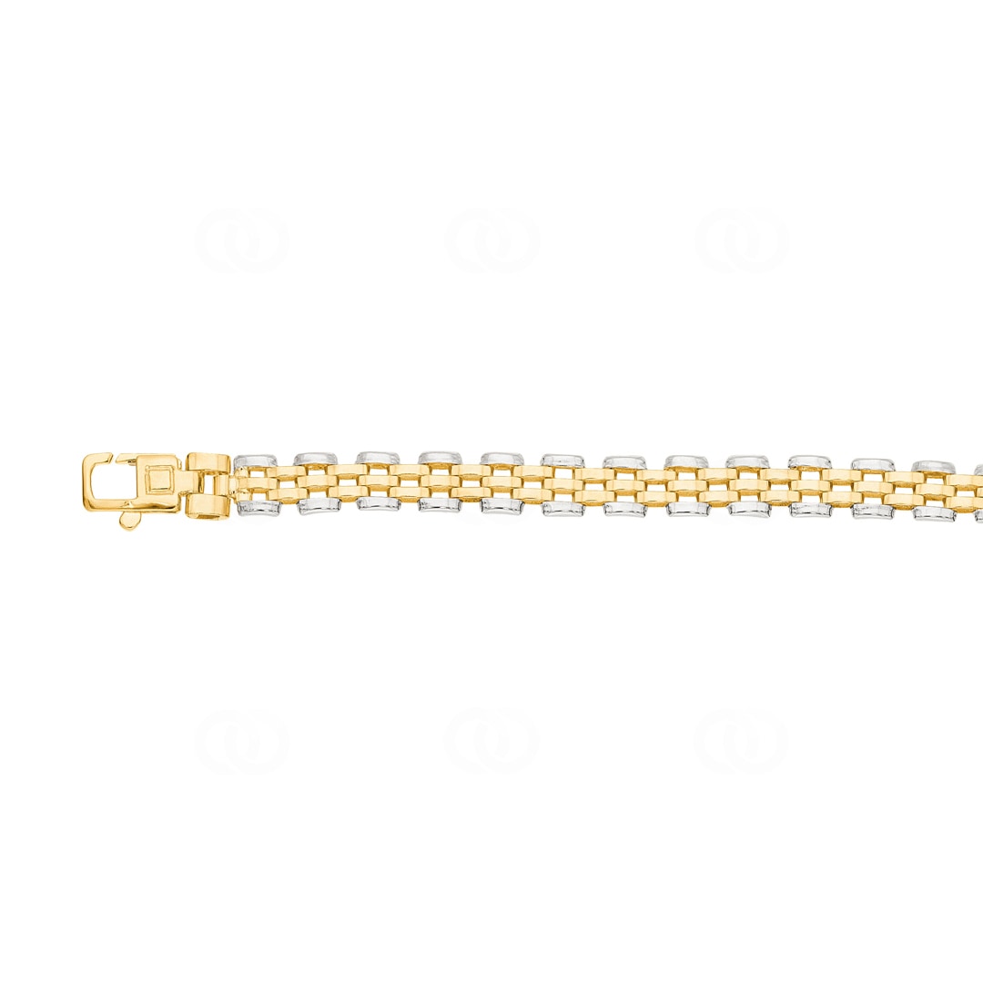 5.9mm Gravurarmband 750/18 K Gelb-/ Weissgold halbmassiv