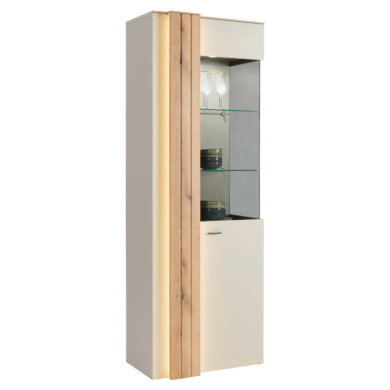 Standvitrine SANTANA - Coast Evoke Eiche-kieselgrau - 203 cm