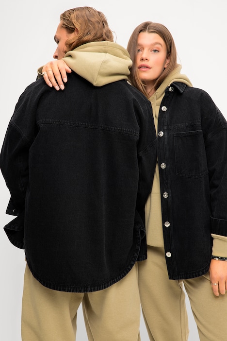Oversized-Jeanshemd, Hemdkragen, Langarm, Unisex