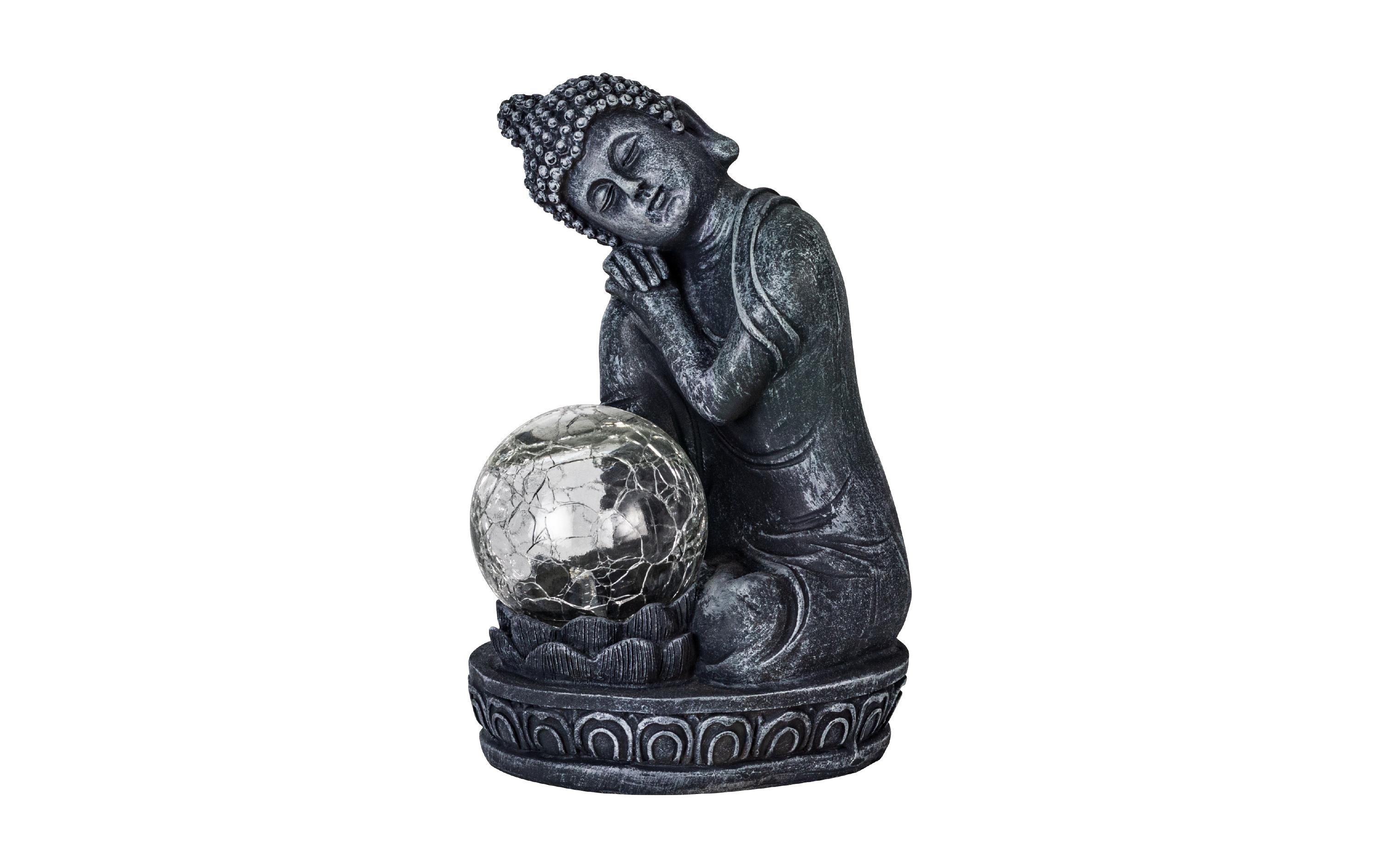 Gartenlicht Solardekoration Buddha, 19.5 cm, GrauDekoration für Garten