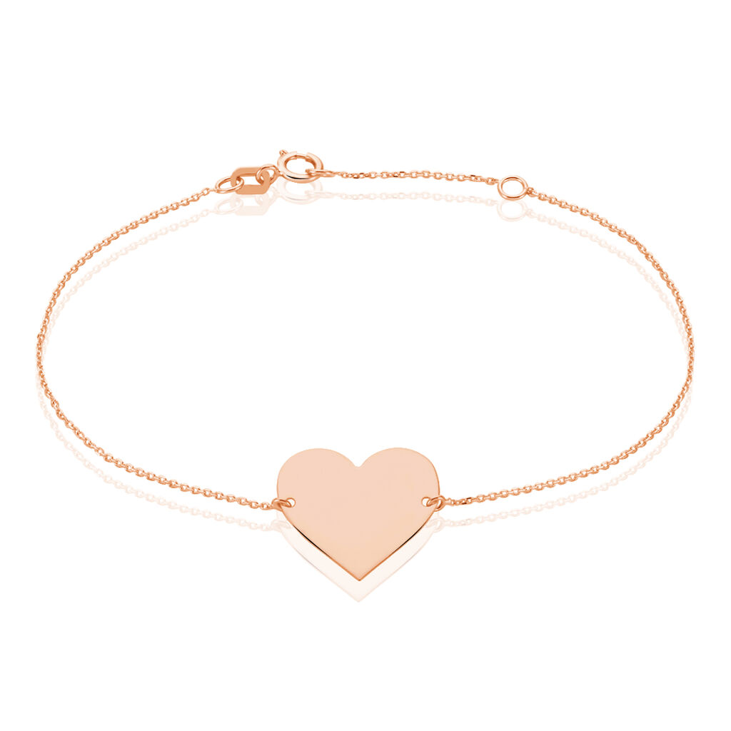 Bracelet Coeur Gravable Or Rose