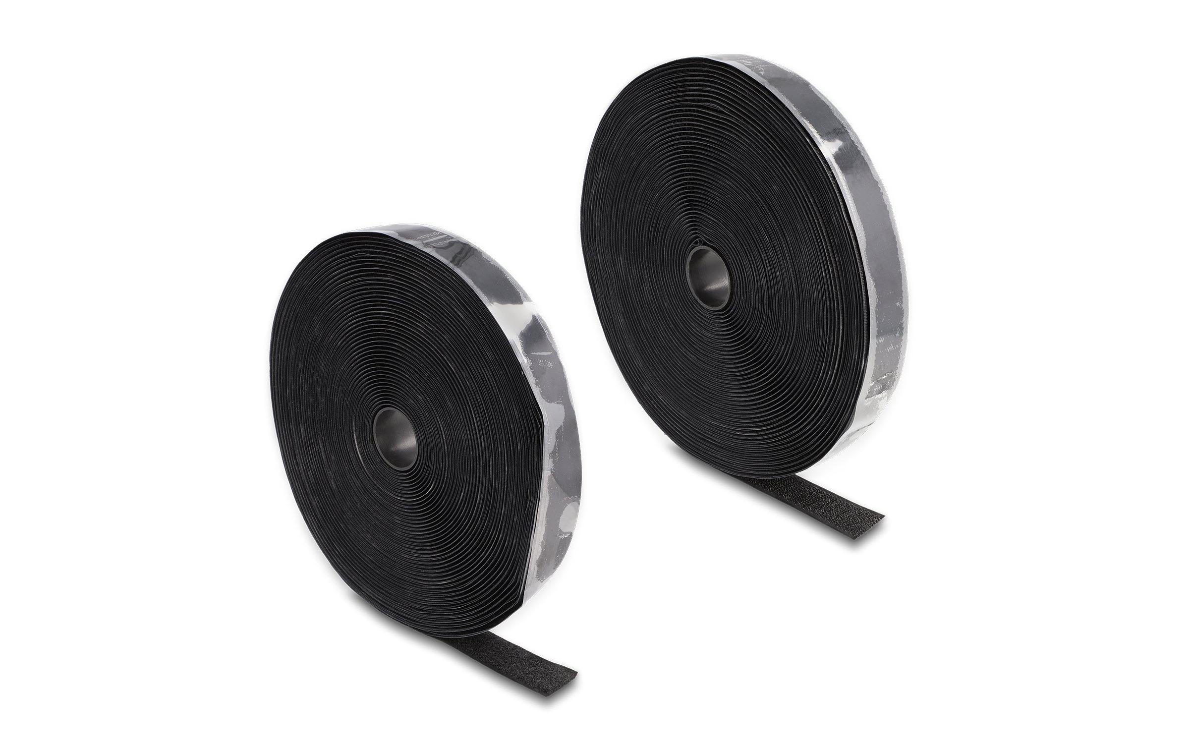 Klettband 15m x 25mm Strapazierfähig SchwarzDelock Strapazierfähiges Klettband selbstklebend mit Haft- und Flauschband L 15 m x B 25 mm schwarz