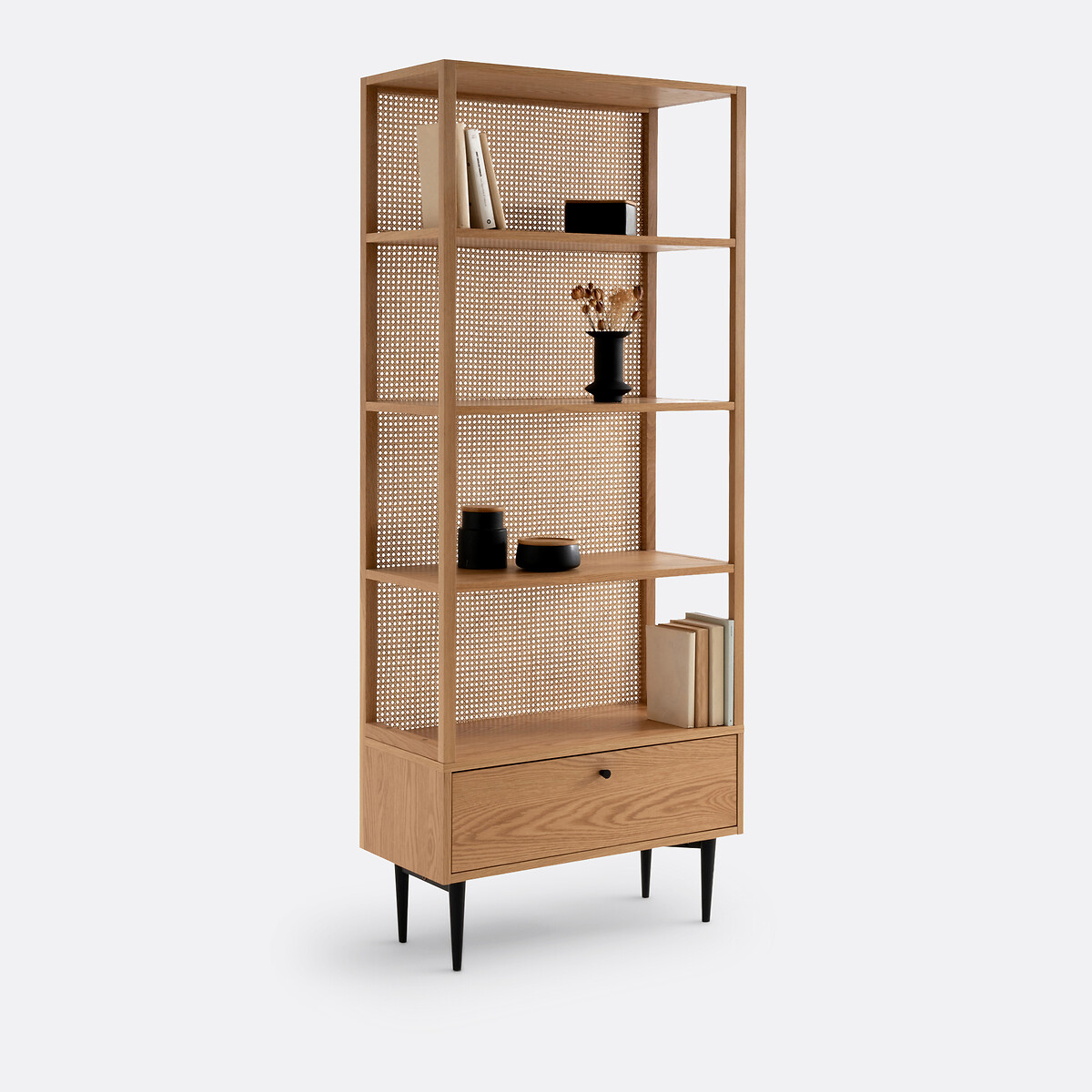 LA REDOUTE INTERIEURS<br>Estante em carvalho e rattan, Noya