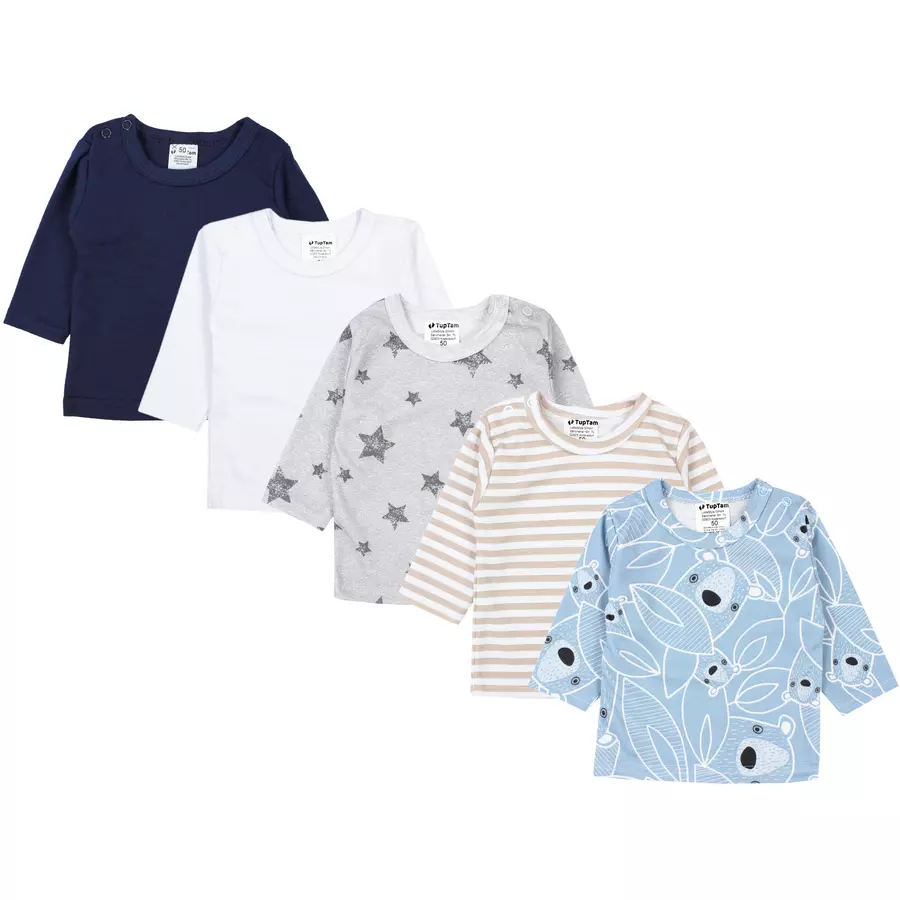TupTam Baby Jungen Langarmshirt 5er Set graubeige