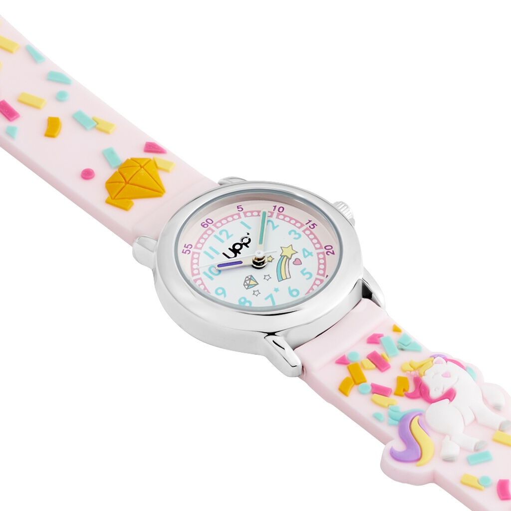 Montre Upp Fuzzy Rose Et Blanc