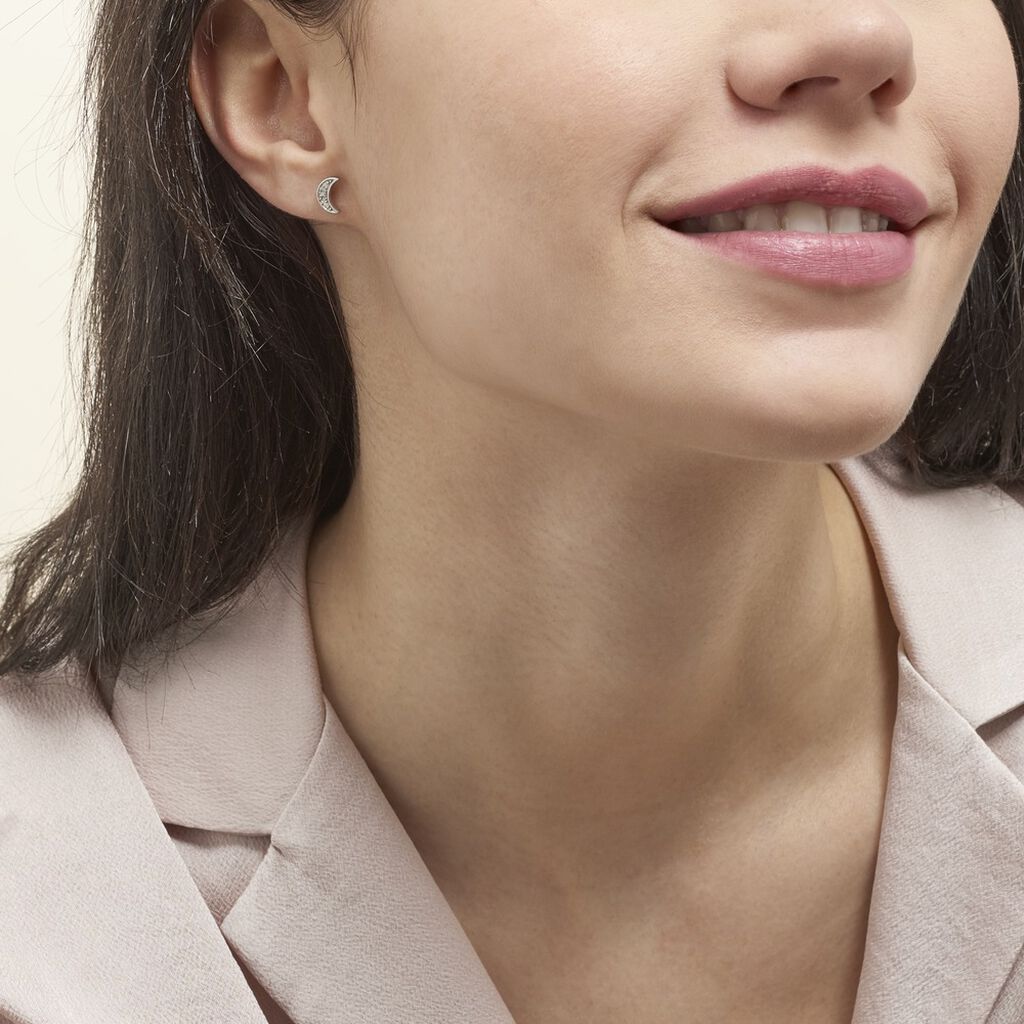 Boucles D'oreilles Dépareillées Lyana Argent Blanc Oxyde De Zirconium