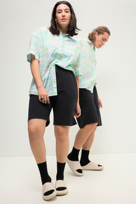 Sweat-Bermuda, Wide Legs, Elastikbund, Unisex